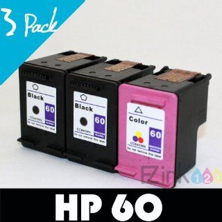 Remanufactured Ink Cartridge Replacement for HP 60 Black HP 60 Color CC640WN CC643WN (2 Black 1 Color) 3 Pack Electronics