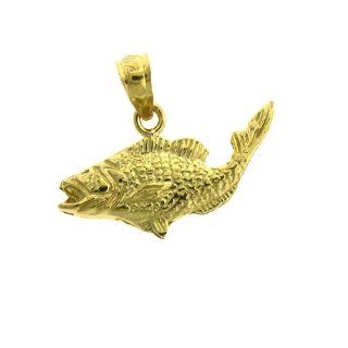 14K Gold Charm Pendant 1.5 Grams Nautical>Bass622 Necklace Jewelry