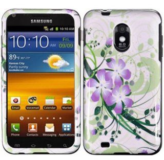 VMG 2 Item Combo for Samsung Galaxy S II S2 4G D710 Epic 4G Touch (Boost/Virgin Mobile, Ting, Sprint Carrier Versions) Design Hard Cell Phone Case Cover   Muted Green Purple Lilies Floral Flower + LCD Clear Screen Saver Protector Cell Phones & Accesso