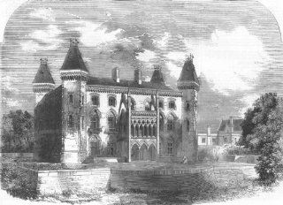 WALES Dynevor Castle, Carmarthenshire, antique print, 1859  