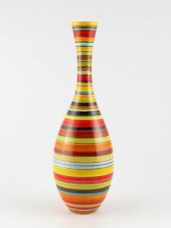 Hand Painted Italian Ceramic 17.7 inch Millerighe Large Vase   Handmade in Deruta   Decorative Vases