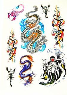 BT0069 Colorful Chinese Dragon Snake, Removable Tattoos, Easy Fun, Non Toxic Beauty