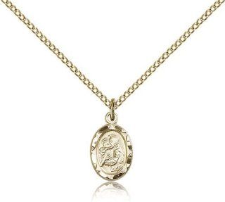 Gold Filled Women's Patron Saint Medal of ST. ANTHONY   Includes 18 Inch Light Curb Chain   Deluxe Gift Box Included Chain Necklaces Jewelry