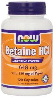Now Foods Betaine HCl, 648 mg , 120  Capsules Health & Personal Care