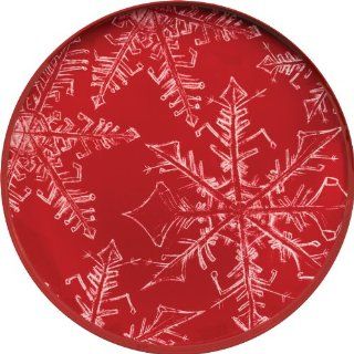 rockflowerpaper Snowflakes Round Tray, 18 Inch   Decorative Trays