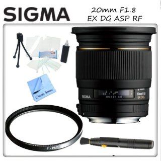 Sigma 20mm f/1.8 EX DG RF Aspherical Wide Angle Lens for Nikon Digital SLR Cameras  Includes Protective UV Filter, Lens Cleaning Pen, Starters Kit & CS Microfiber Cleaning Cloth  Digital Camera Accessory Kits  Camera & Photo