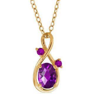 0.83 Ct Genuine Checkerboard Purple Amethyst Gemstone 14k Yellow Gold Pendant Jewelry