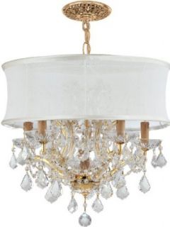 Crystorama Lighting 4415 GD SMW CLS Chandelier with Swarovski Elements Crystals and Silk Shades, Gold    