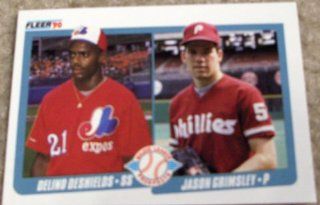 1990 Fleer Delino Deshields and Jason Grimsley # 653 MLB Baseball Prospects Card 