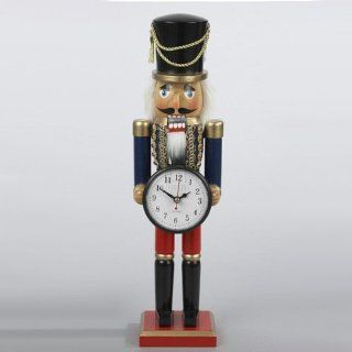 15 Inch Wooden Soldier Holiday Christmas Nutcracker with Clock   Decorative Christmas Nutcrackers