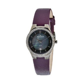 Skagen Women's 630SMLV Skagen Denmark Mother Of Pearl Dial Crystal Accented Leather Band Wo Watch at  Women's Watch store.