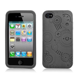 iPhone 4 and 4S Silicon Skin Case Black Machine Design Cell Phones & Accessories