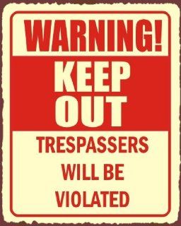 Warning Keep Out Vintage Metal Art Rustic Funny Retro Tin Sign   Yard Signs