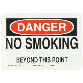 Brady 42655 Aluminum No Smoking Sign, 7" X 10", Legend "No Smoking Beyond This Point" Industrial Warning Signs