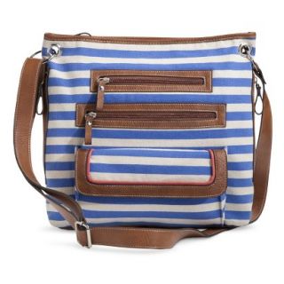 Bueno Striped Canvas Crossbody Handbag   Blue