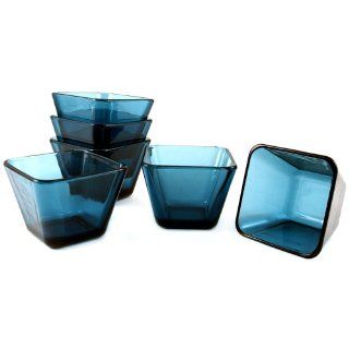 Anchor Hocking Rio 3.5 Inch Coastal Blue Glass Dessert Bowl, Set of 6 Kitchen & Dining