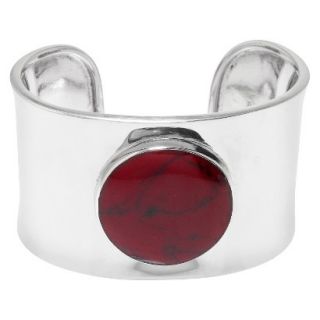 Womens Silver Plated with Oval Reconstituted Red Jasper Cuff   Red/Silver