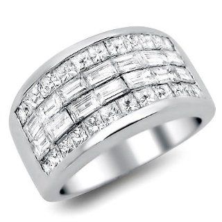 2.80ct Princess Cut Baguette Diamond Wedding Band Ring 18k White Gold Jewelry