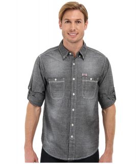 Seven7 Jeans Chambray Shirt W Roll Cuff Mens Long Sleeve Button Up (Brown)