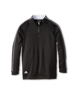 adidas Golf Kids 3 Stripes Piped 1/4 Zip Boys Long Sleeve Pullover (Black)