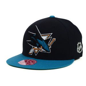 San Jose Sharks Mitchell and Ness NHL XL Logo 2Tone Fitted Cap