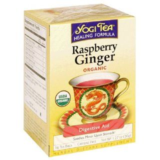 Yogi Tea Raspberry Ginger, Tea Bags, 16 Count Boxes (Pack of 6)  Herbal Remedy Teas  Grocery & Gourmet Food