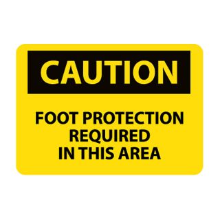 Nmc Osha Compliant Vinyl Caution Signs   14X10   Caution Foot Protection Required In This Area