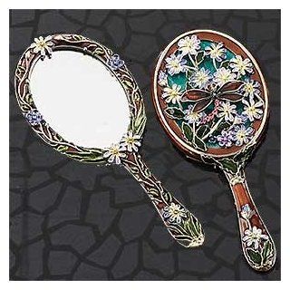 StealStreet SS A 51812 Hand Mirror Decoration Oval Dragonfly, Burgundy   Handheld Mirrors