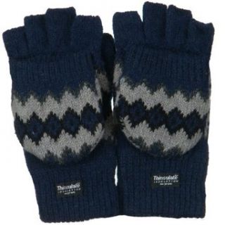 Men's Patterened Ragg Wool Flip To Mitten   Blue at  Mens Clothing store Cold Weather Gloves
