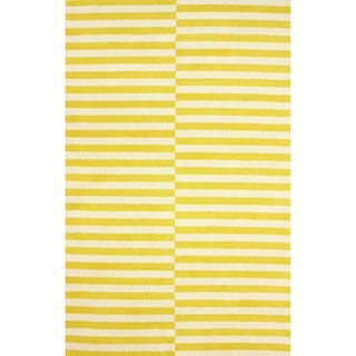 Nuloom Hand tufted Modern Stripes Yellow New Zealand Wool Area Rug (76 X 96)