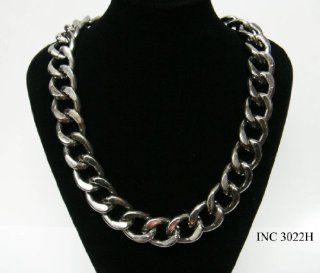 New Trendy Hematite Large Chunky Link Plain Chain Necklace INC3022H Jewelry