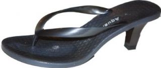 High Heel Flip Flops (6, Pearl Black) Shoes