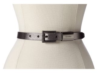 Calvin Klein Saffiano Belt w/ Covered Buckle And Loop Womens Belts (Gray)