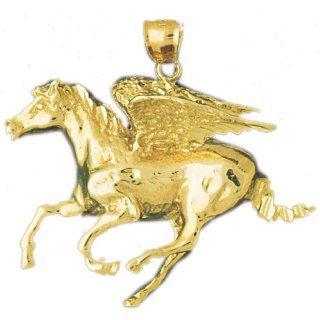 14K Yellow Gold Pegasus Pendant Jewelry