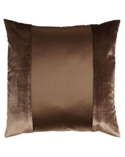 Square Satin Pillow with Velvet Detail,
