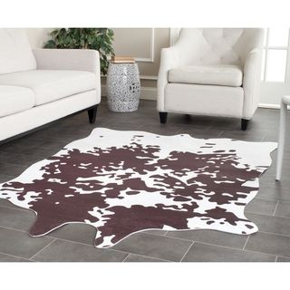 Safavieh Faux Cowhide Brown/ White Polyester Rug (5 X 66)
