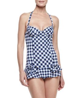 Gingham Style Underwire Swimdress   Juicy Couture