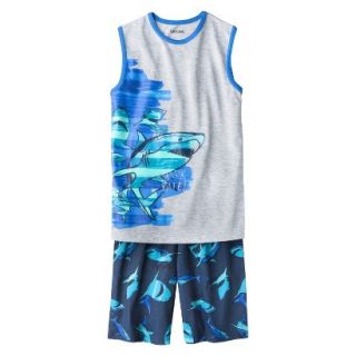 Cherokee Boys 2 Piece Shark Tank Top and Short Pajama Set   Heather Gray XL