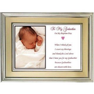Godmother Gift from Godchild on Baptism Day   Thank You Godmother Gold and Silver Metallic Frame with Poem and Photo Area   Picture Frame Sets