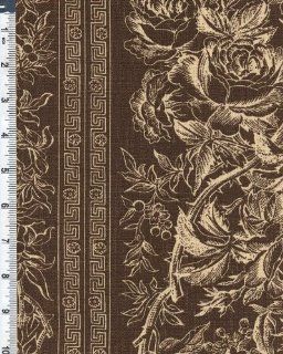 Decorator Linen Floral Wallpaper Stripe Print Fabric By the Yard, Brown 639
