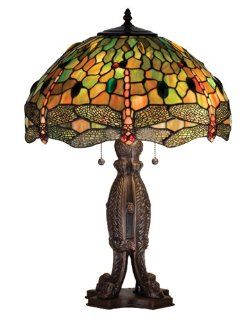 Meyda Lighting 28527 24.5"H Tiffany Hanginghead Dragonfly Table Lamp    