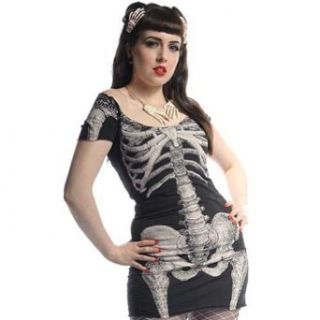 Women's Kreepsville 666 White Skeleton Tunic Dress Clothing