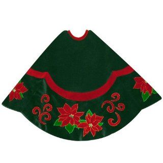 48 Poinsettia Green Velvet Tree Skirt   Christmas Tree Skirts