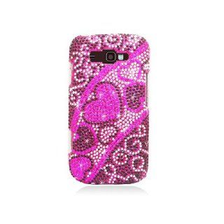 Samsung Focus 2 i667 SGH I667 Bling Gem Jeweled Jewel Crystal Diamond Pink Silver Hearts Cover Case Cell Phones & Accessories