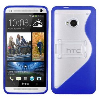 MyBat Transparent (S Shape) Gummy Cover with Stand for HTC One/M7   Retail Packaging   Blue/Clear Cell Phones & Accessories