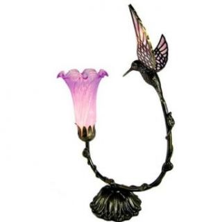 Gorgeous Glass Hummingbird, Tulip Glass Shade Lamp 643