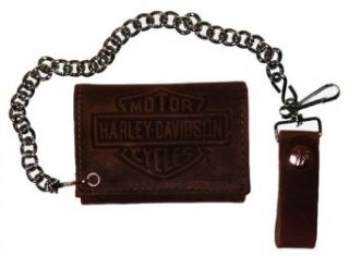 Harley Davidson Men's Trifold Brown B&S Leather Biker Chain Wallet TC313H at  Mens Clothing store