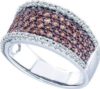 Real Diamond Wedding Engagement Ring 1.28CTW COGNAC DIAMOND LADIES FASHION BRIDAL RING 14K White gold Jewelry