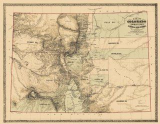 Old State Maps   COLORADO (CO) TERRITORY & GOLD REGION 1862 MAP   Glossy Satin Paper   Prints