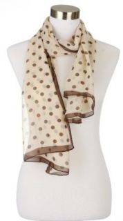 ForeverScarf Classic Fashion Silk Feel Polka Dot Pattern Scarf, Beige